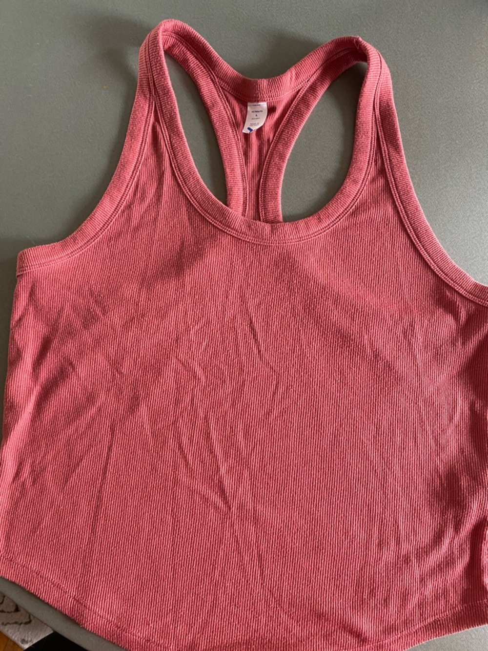 Women's Ribbed Racerback Tank Top - Blue/Gray & Rust - Picture 5 of 8